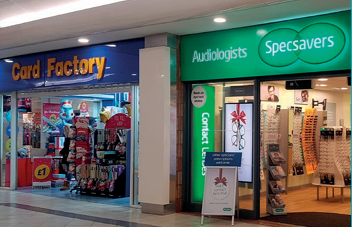 Card Factory and Specsavers in The Centre, 2018