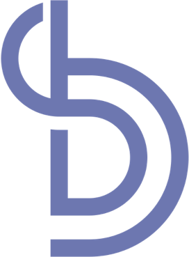 Stylized letter D and letter S intertwined in blue.