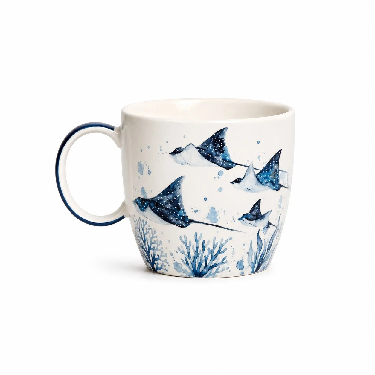 Marine Ray/Fish Pattern Ceramic Mug