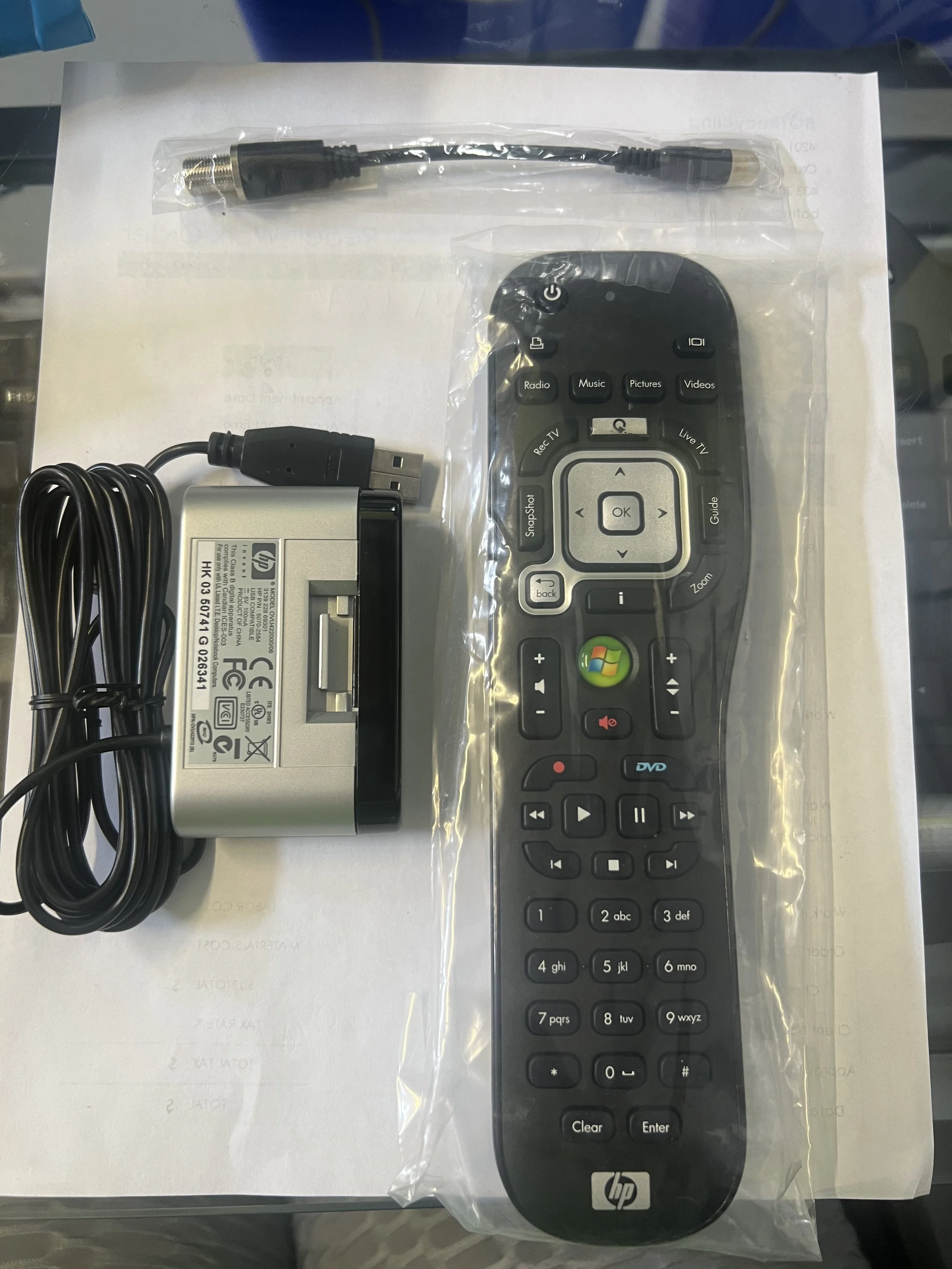 HP Windows Media Center (MCE) RC6 Infrared Remote Control and USB Receiver Combo