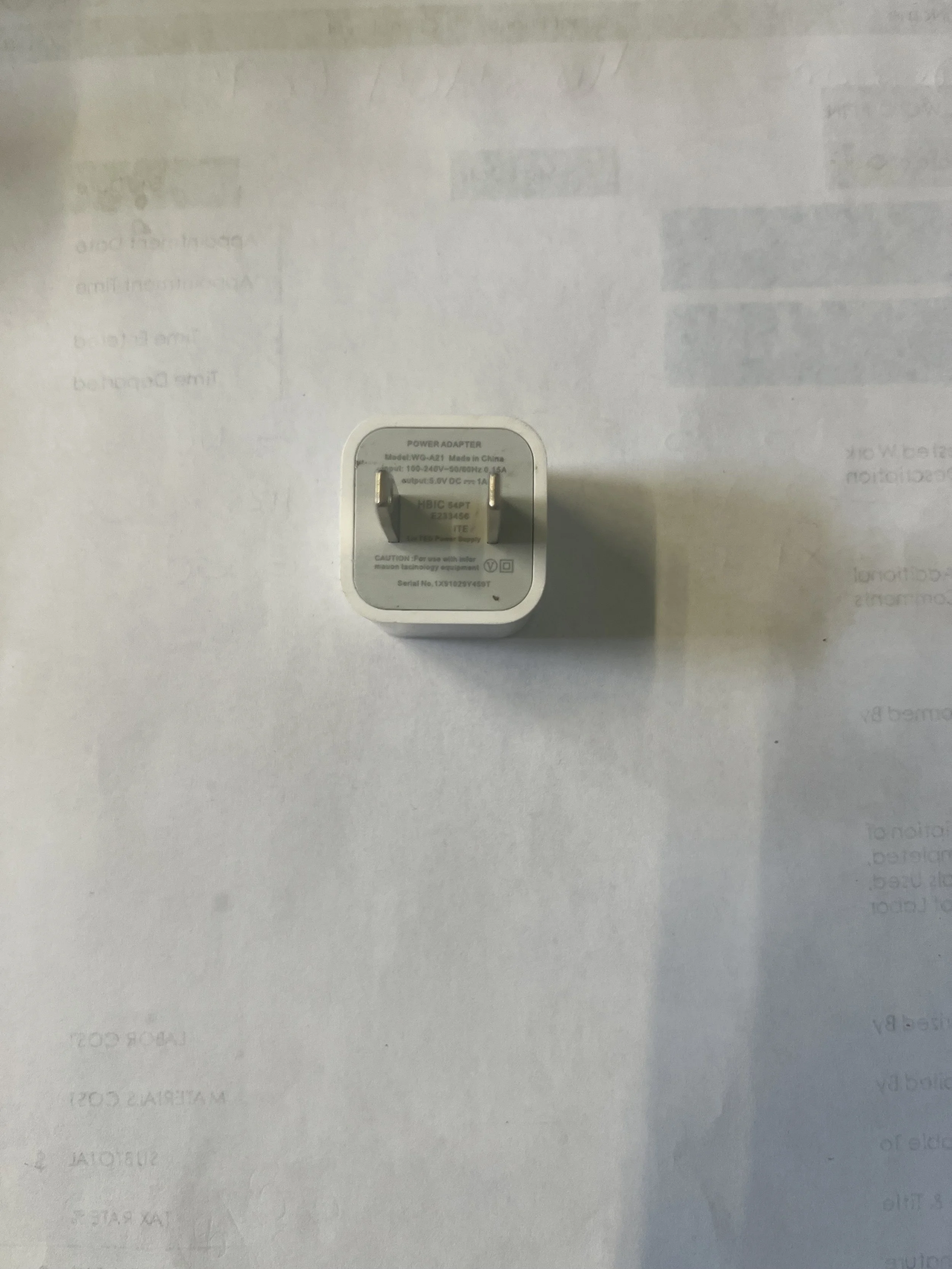 5V/ 1A (5-Watt) generic USB power adapter