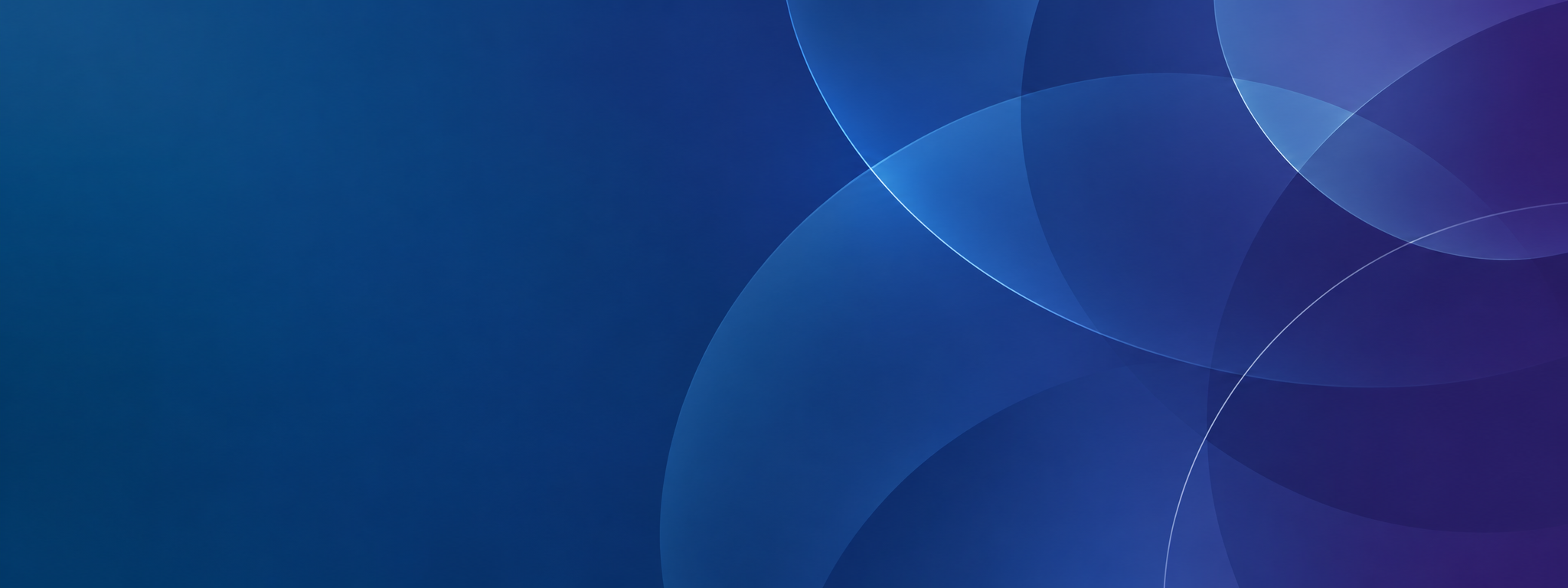 Abstract digital background with overlapping semi-transparent blue and purple circles and lines.