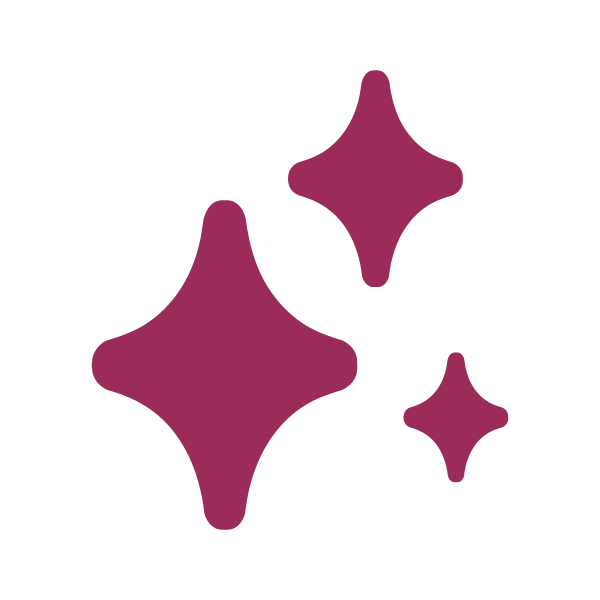 Three large purple star-shaped sparkles on a black background.