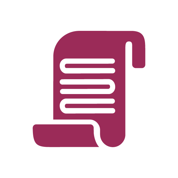 Icon of a purple document or paper with lines of text.