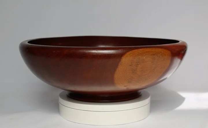 Mahogany Monday! (Not a thing yet, but perhaps in the future&hellip;?) 

Similar to our earlier mahogany bowl, this lovely piece, ca. 1970s is everything. Literally&mdash;a myriad! It has deep, mahogany character with two patches of blonde sapwood in