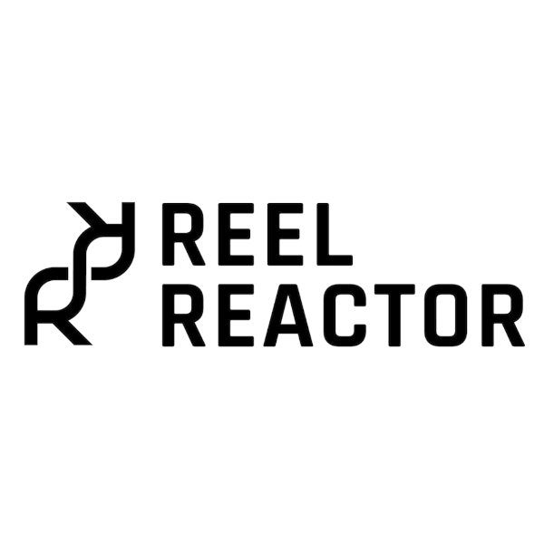 Logo for Reel Reactor featuring a stylized reel icon and the text 'Reel Reactor' in bold black font.