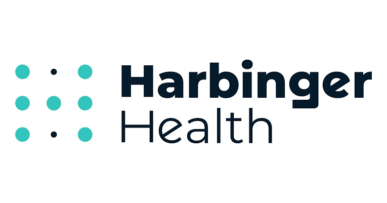 Harbinger Health logo with teal dots forming a grid and the company name in bold and regular fonts