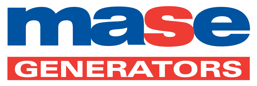 Logo of Mase Generators with the word "mase" in blue and red, and "GENERATORS" in black within a red rectangle.
