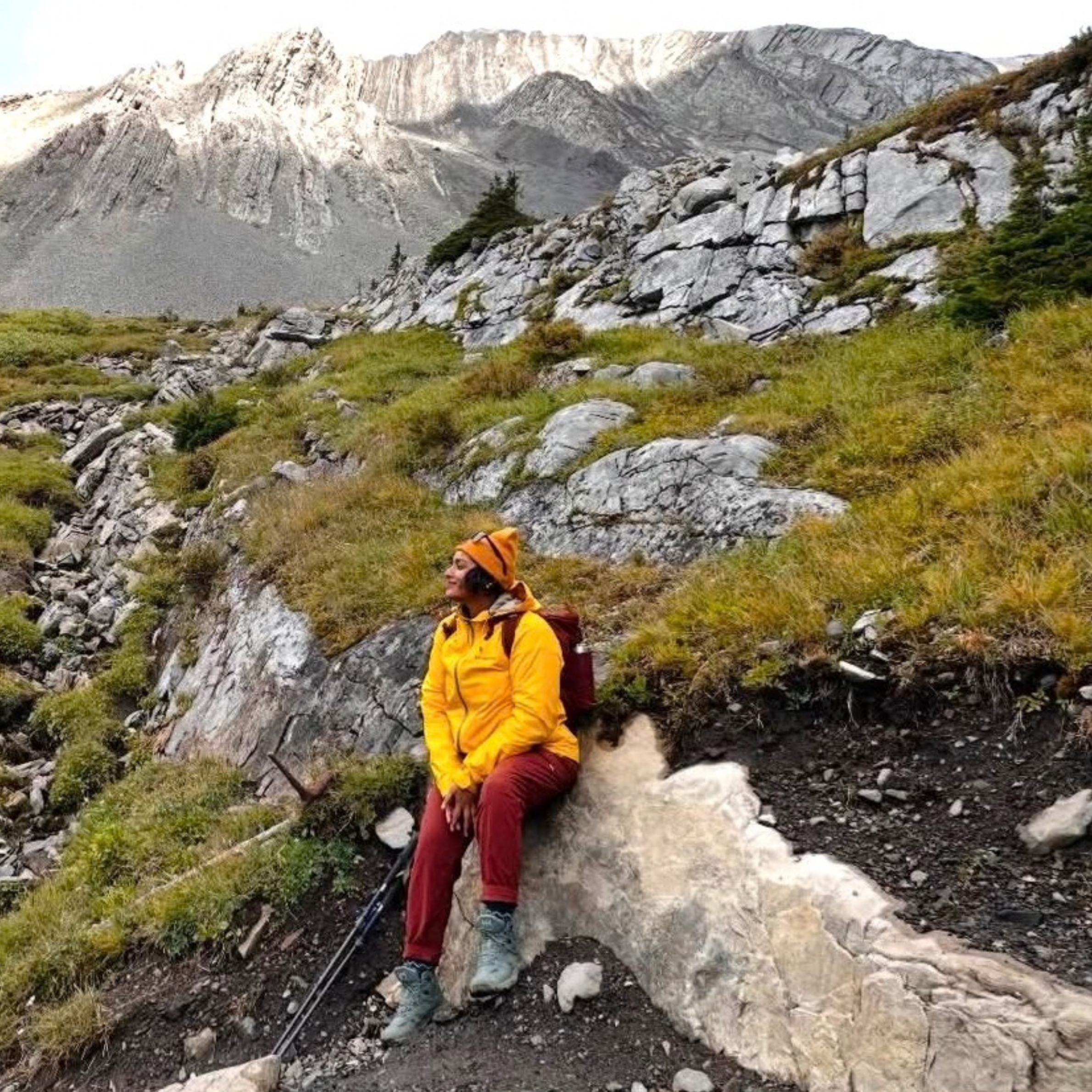 Woman hiking outdoors as part of an active, healthy lifestyle.