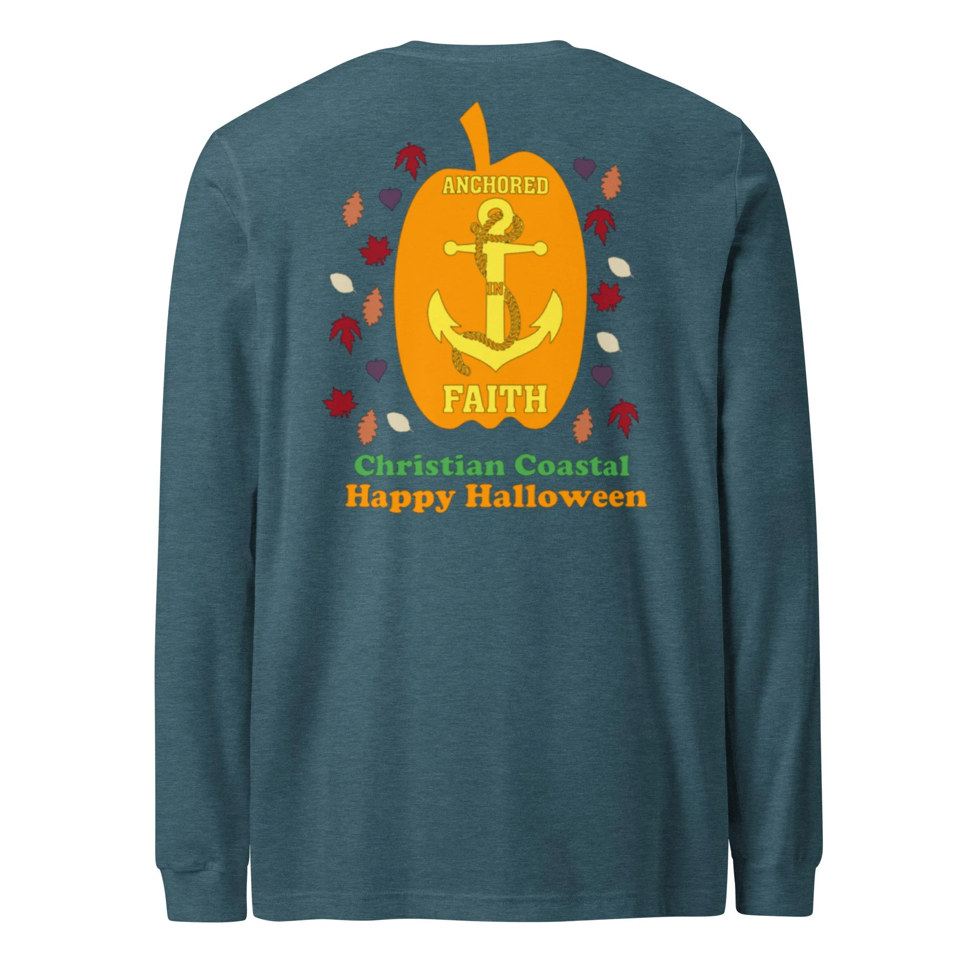 Anchored In Faith Pumpkin, Unisex Long Sleeve Tee
