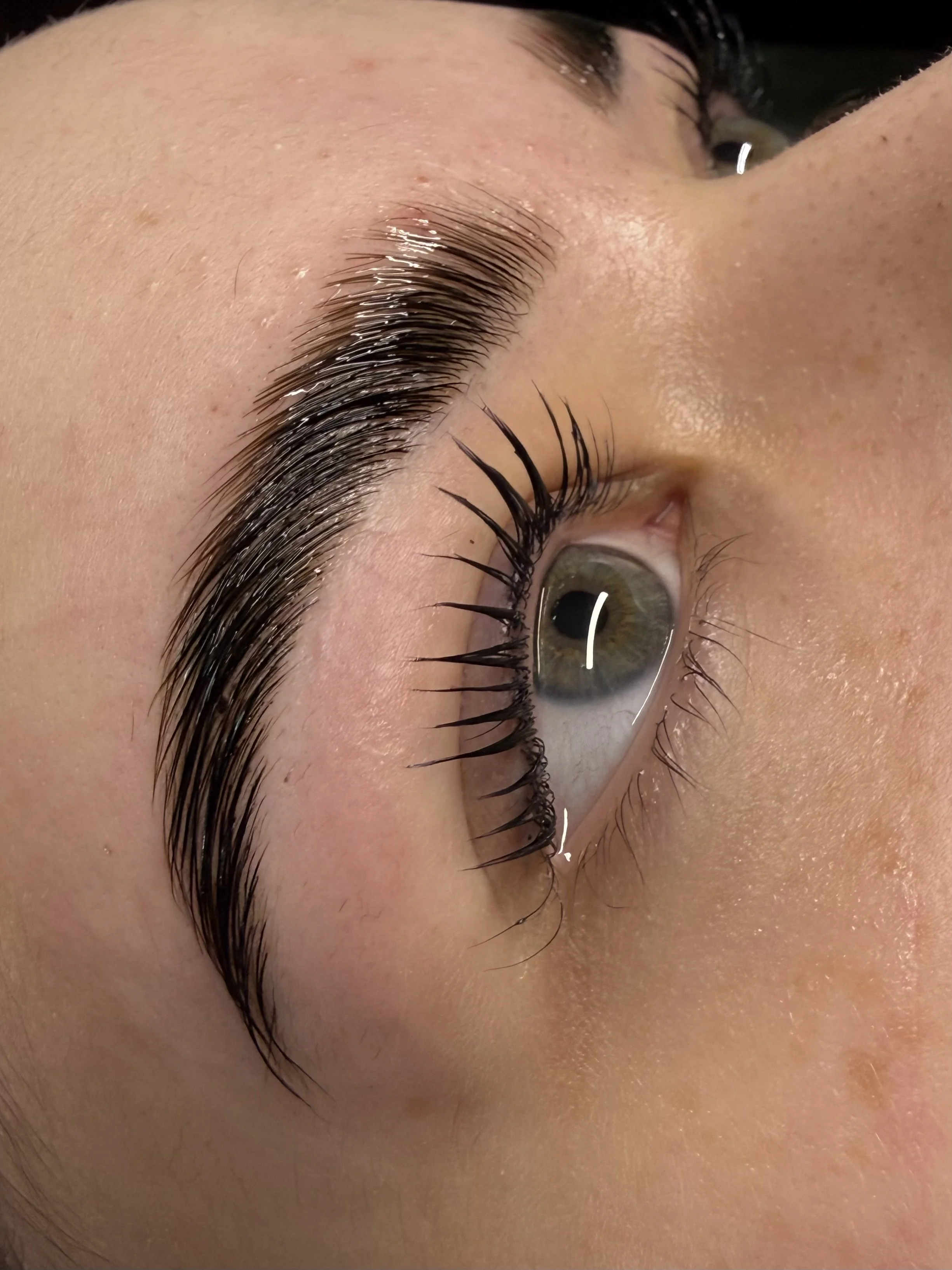Close-up photo of a korean lash lift and tint, and a brow lamination, wax, and tint service located in Kirkland, WA.