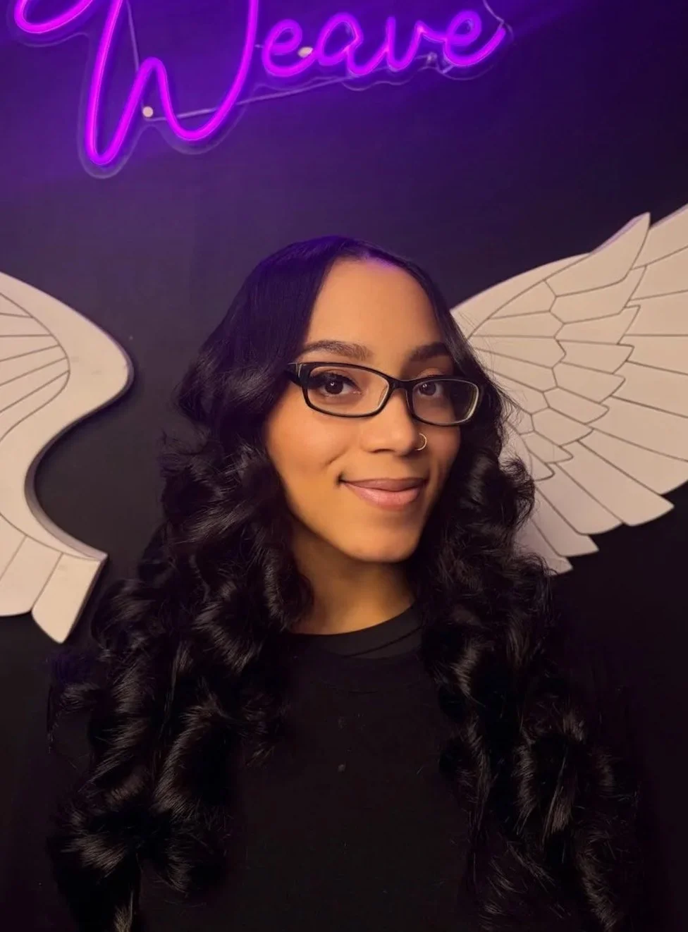 Partial sew-in hair extensions with natural leave-out at Salon de Weave in Southfield, Michigan