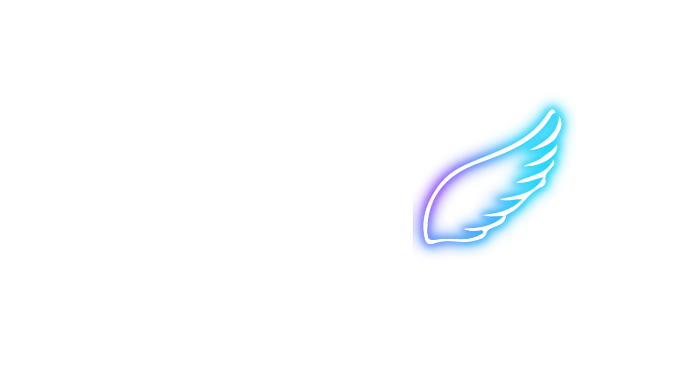 Neon sign of a swan with a gradient of blue, purple, and white colors.