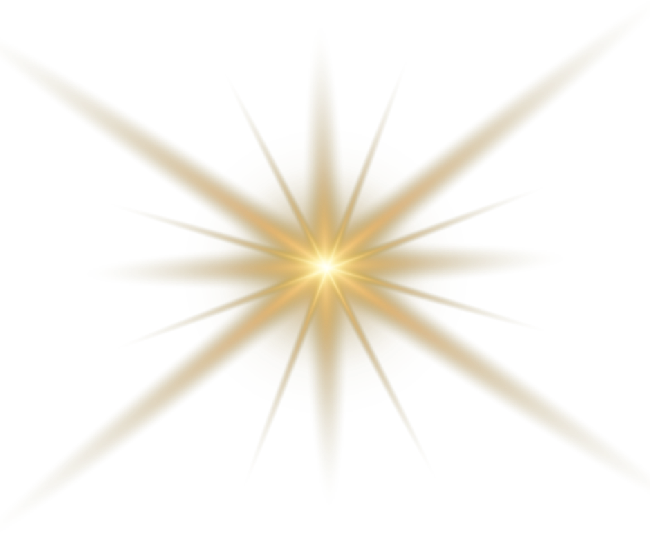 Bright golden starburst with elongated rays radiating from the center against a black background.