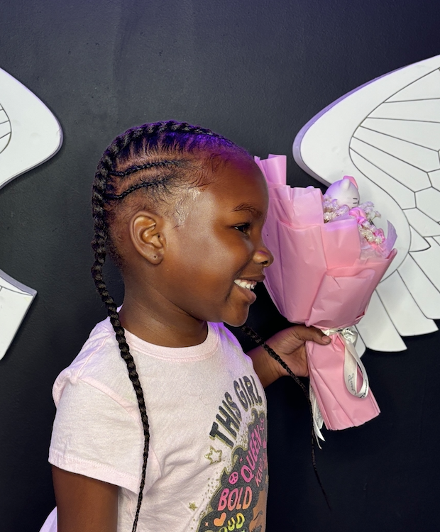 Kids cornrow braids at Salon de Weave