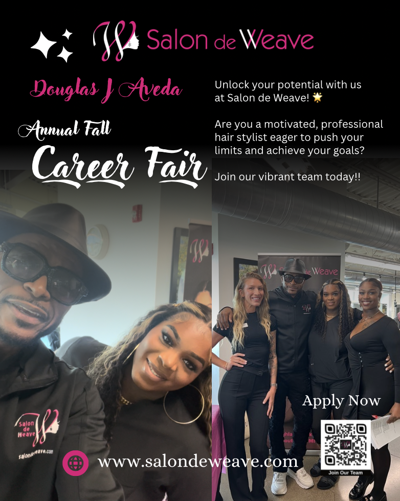 Salon de Weave team representing the salon at the Douglas J Aveda Institute career fair.