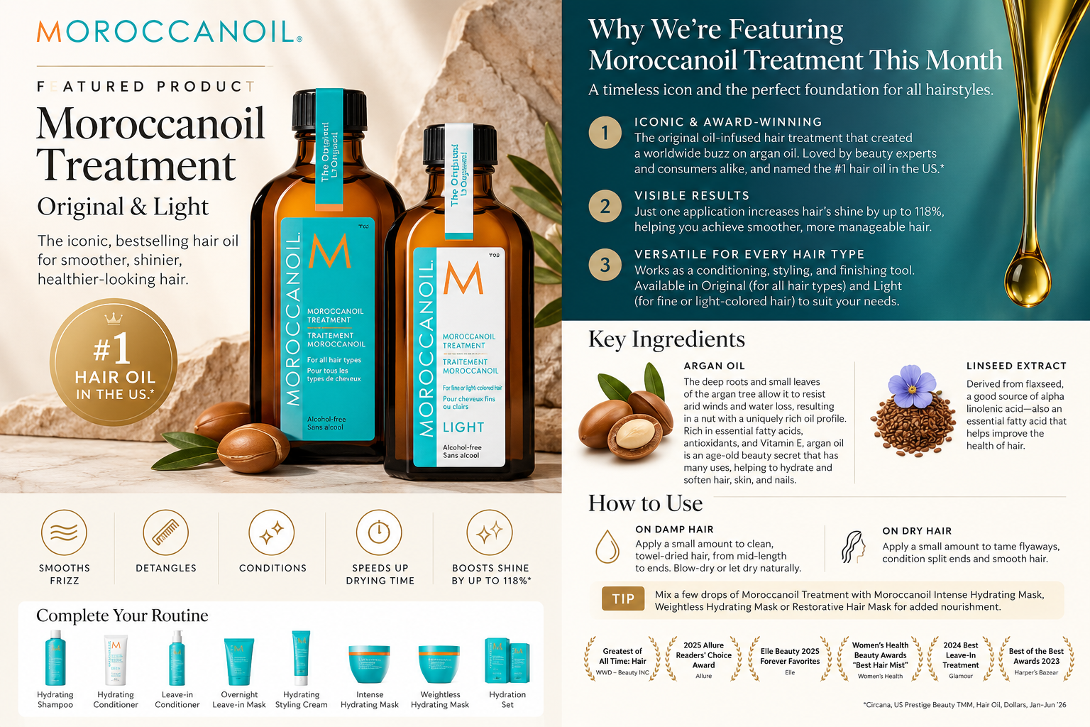 Moroccanoil Treatment Original and Light – October Featured Products at Salon de Weave in Southfield, Michigan