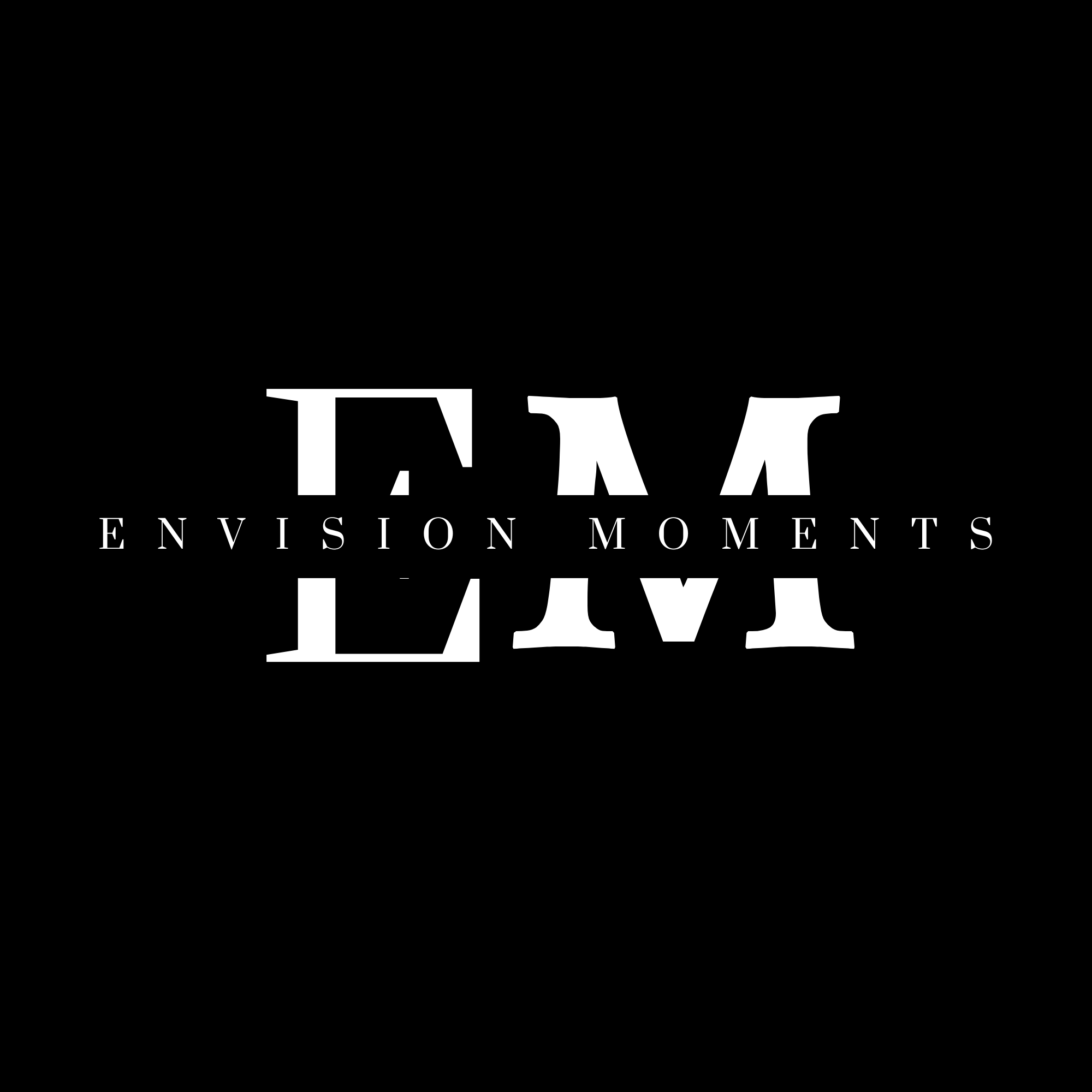 Contemporary black and white logo for T. M. Vision Moments with the words "T. M. Vision Moments" and a stylized star above the text.