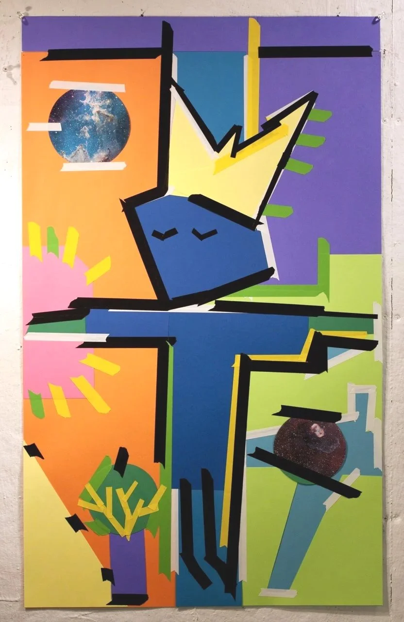 Let Go, 2011, Paper cutouts and tape on paper, 36 x 22 inches