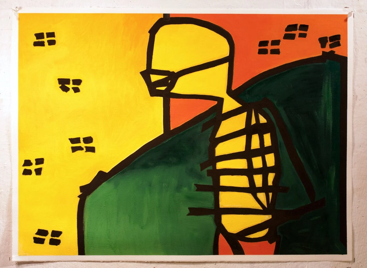 Ribbed and Muted, from the series Mutation, 2011, Oil on paper, 22 x 30 inches