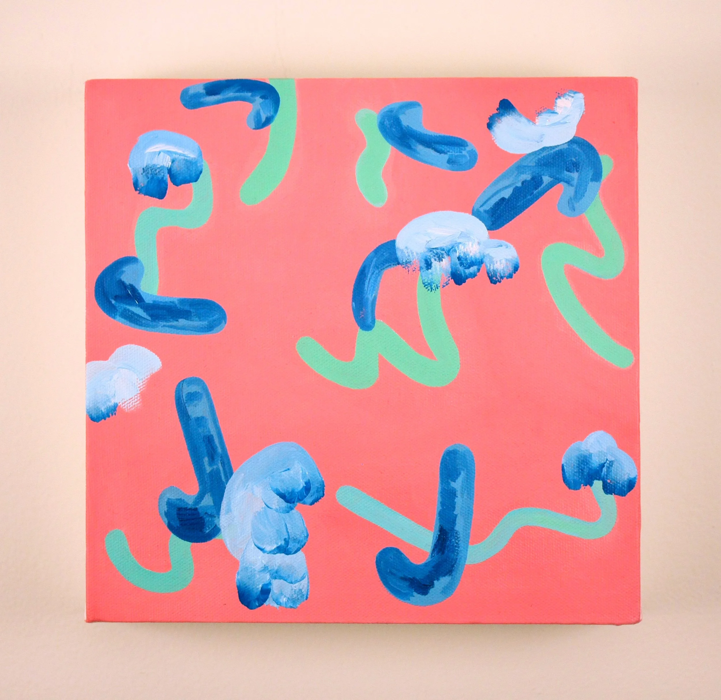 Surfing, 2013, Oil on canvas, 9 x 9 inches