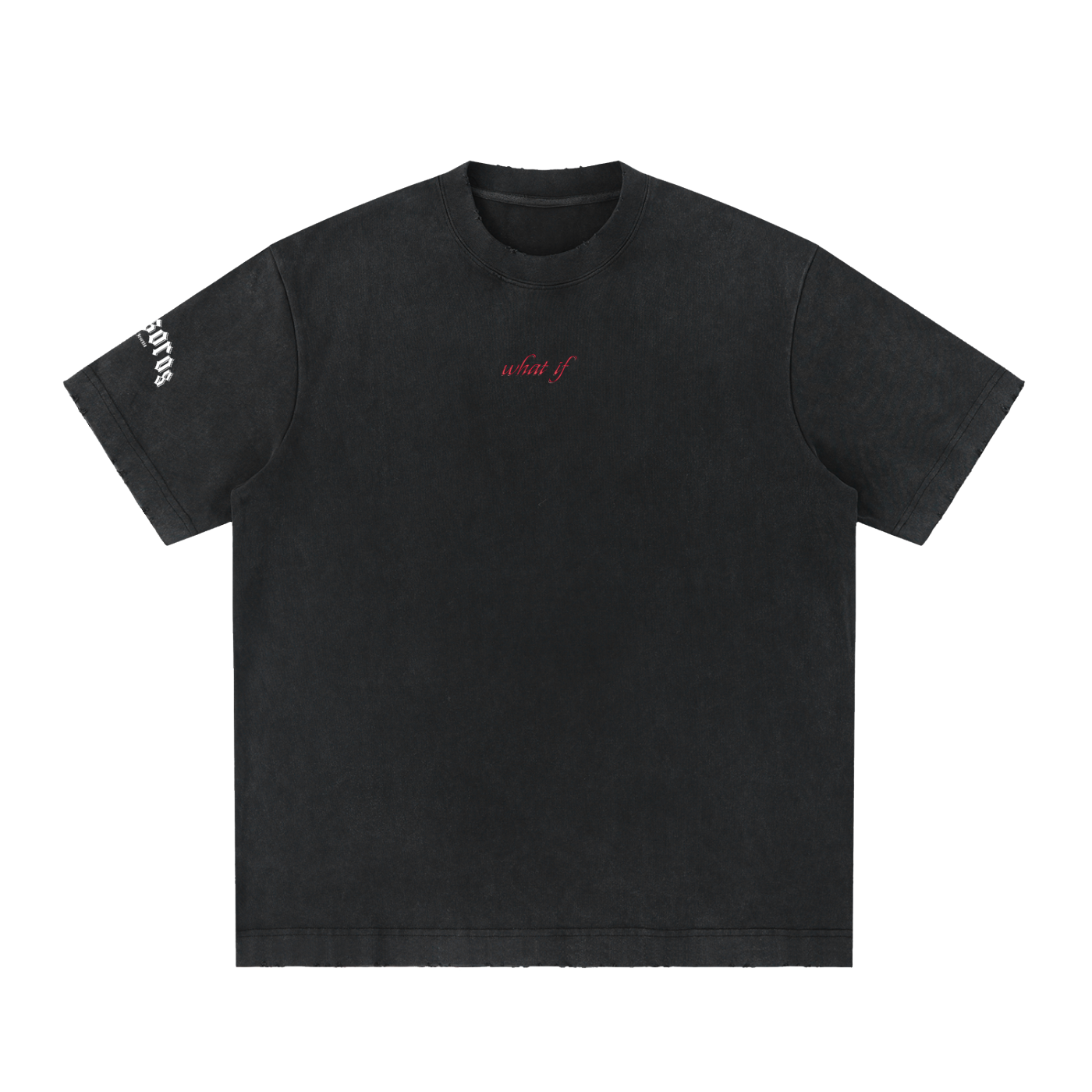 "what if" Black Heavyweight Vintage Washed T-Shirt