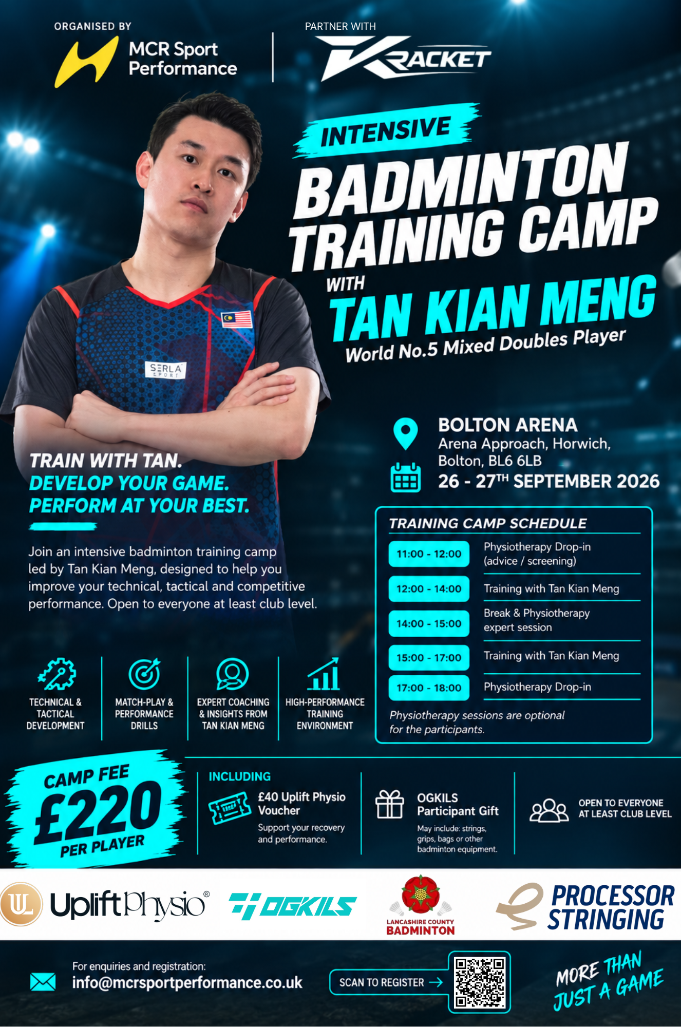 Intensive badminton training camp led by Tan Kian Meng at Bolton Arena