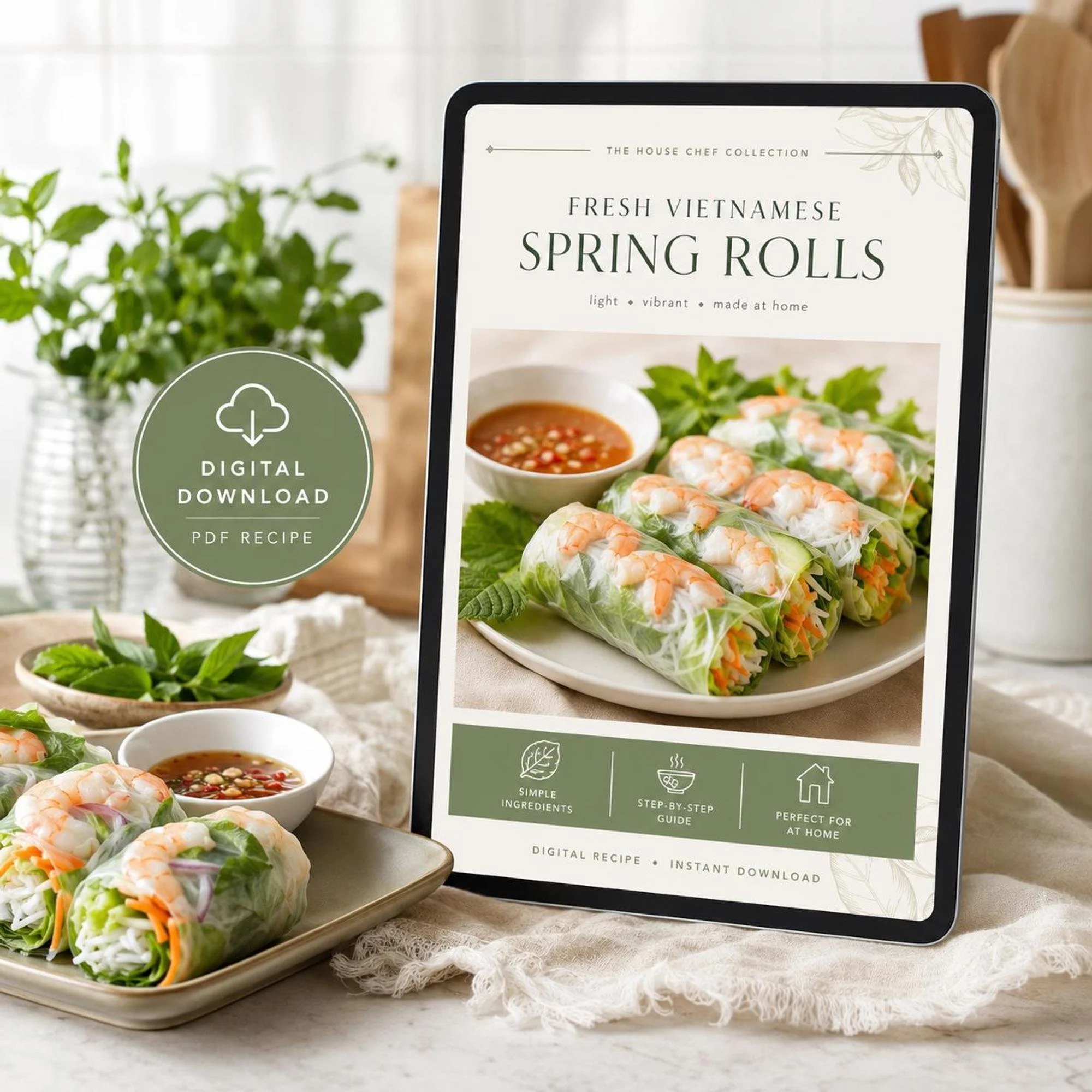 Vietnamese spring rolls recipe PDF, digital guide, step by step photos