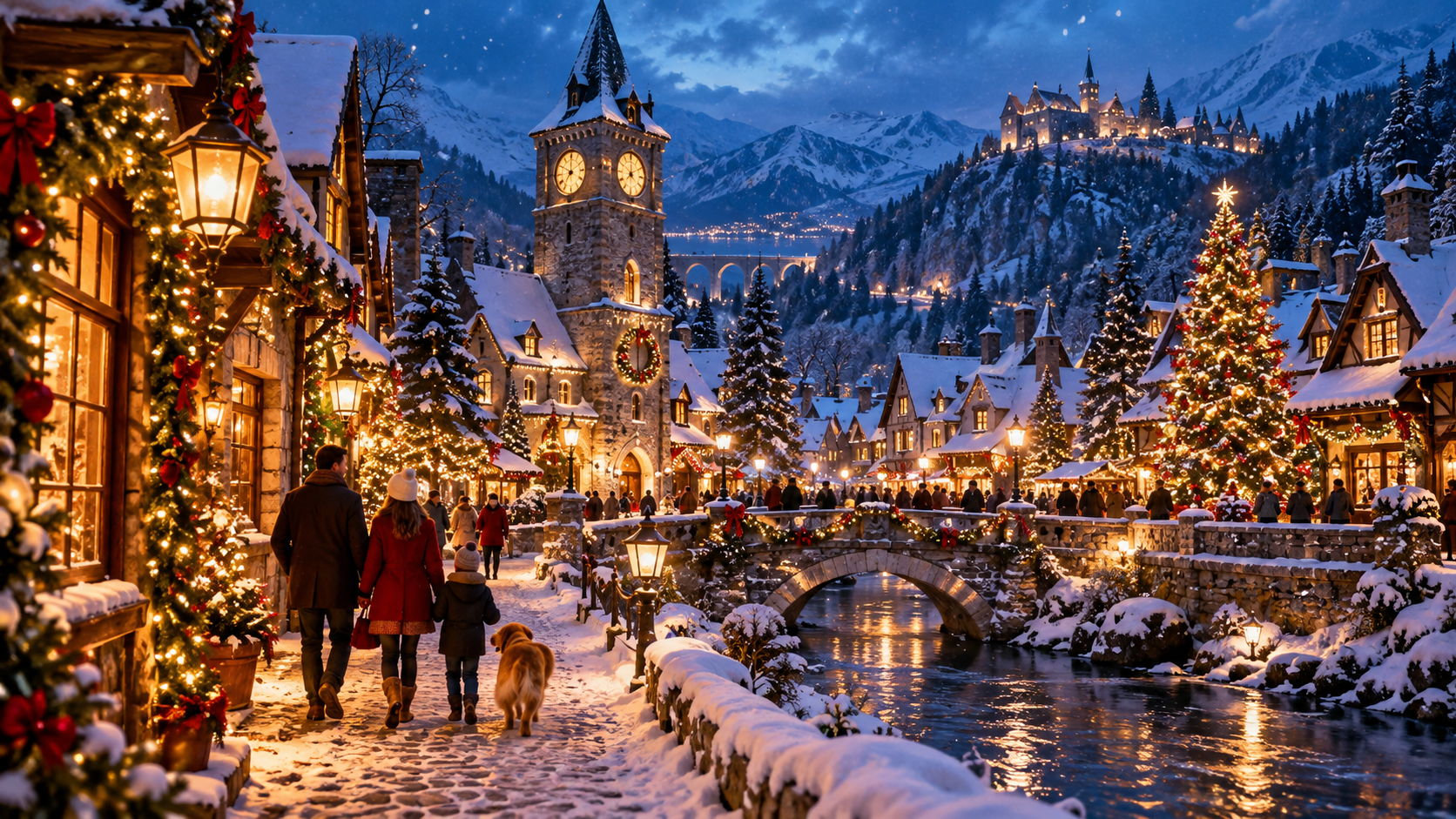 Snowy Christmas Village at Blue Twilight-3.png