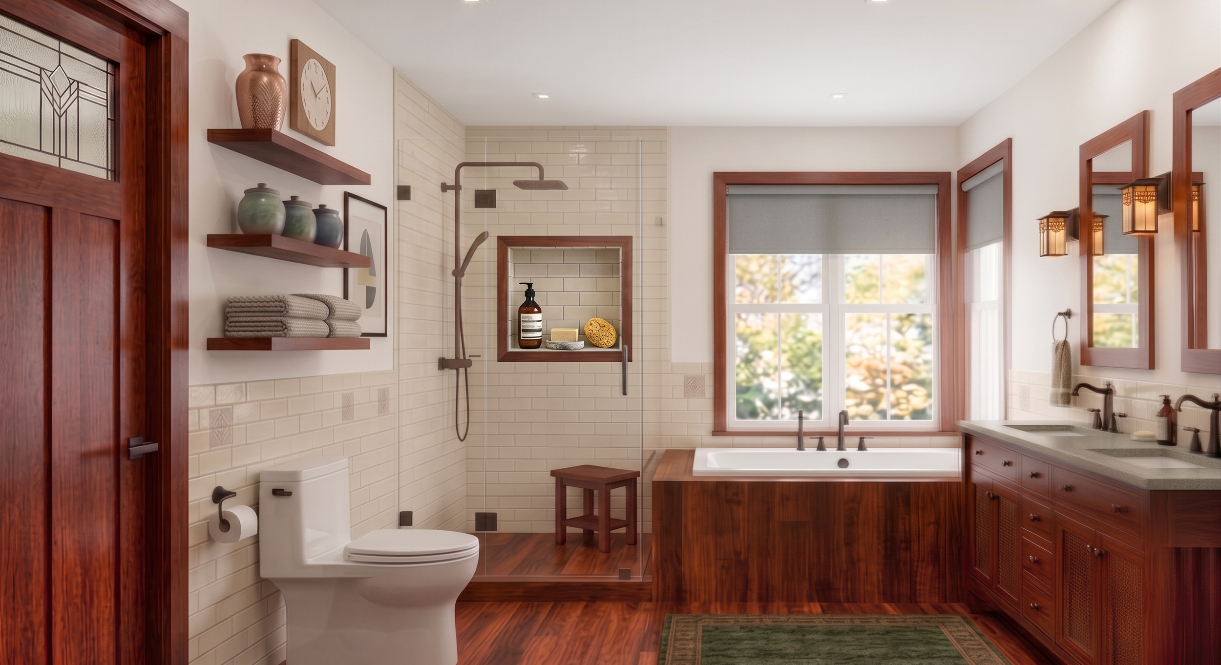  CRAFTSMAN / MISSION  A specialized aesthetic highlighting handcrafted shaker-style woodwork, earthy artisan tiles, and rich copper accents.