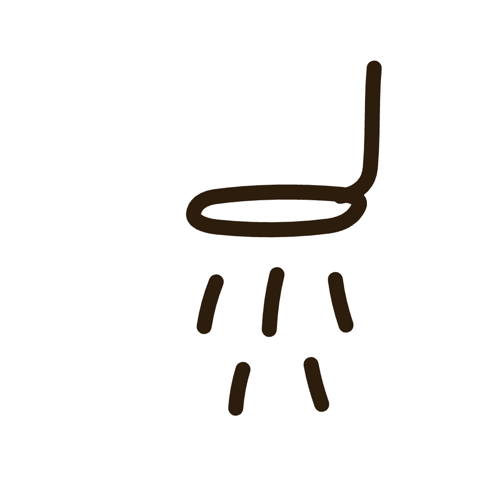 Simple line drawing of a toilet with water splashing underneath.