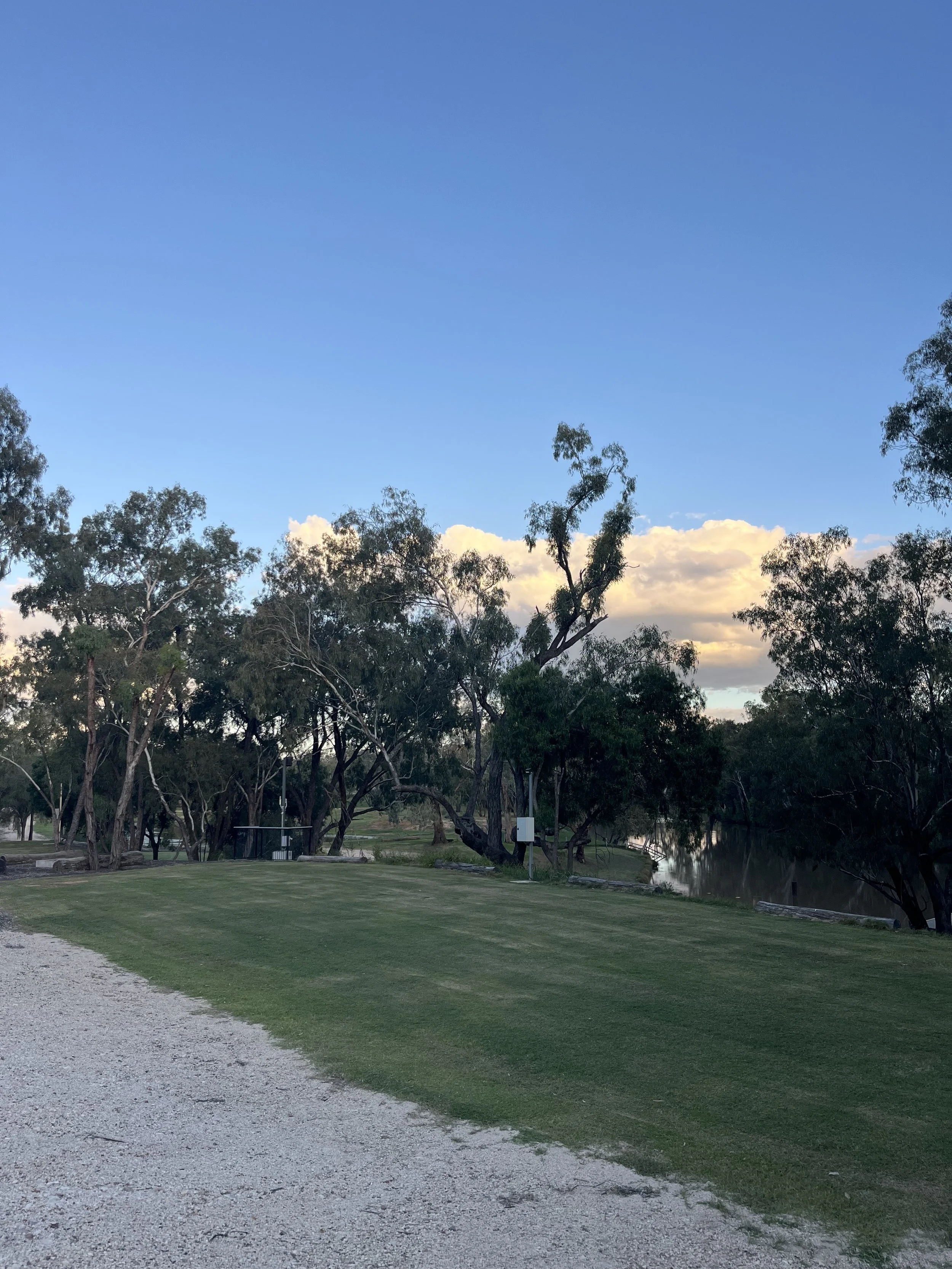 Powered caravan site with river frontage at Cornerstone Country, Chinchilla,