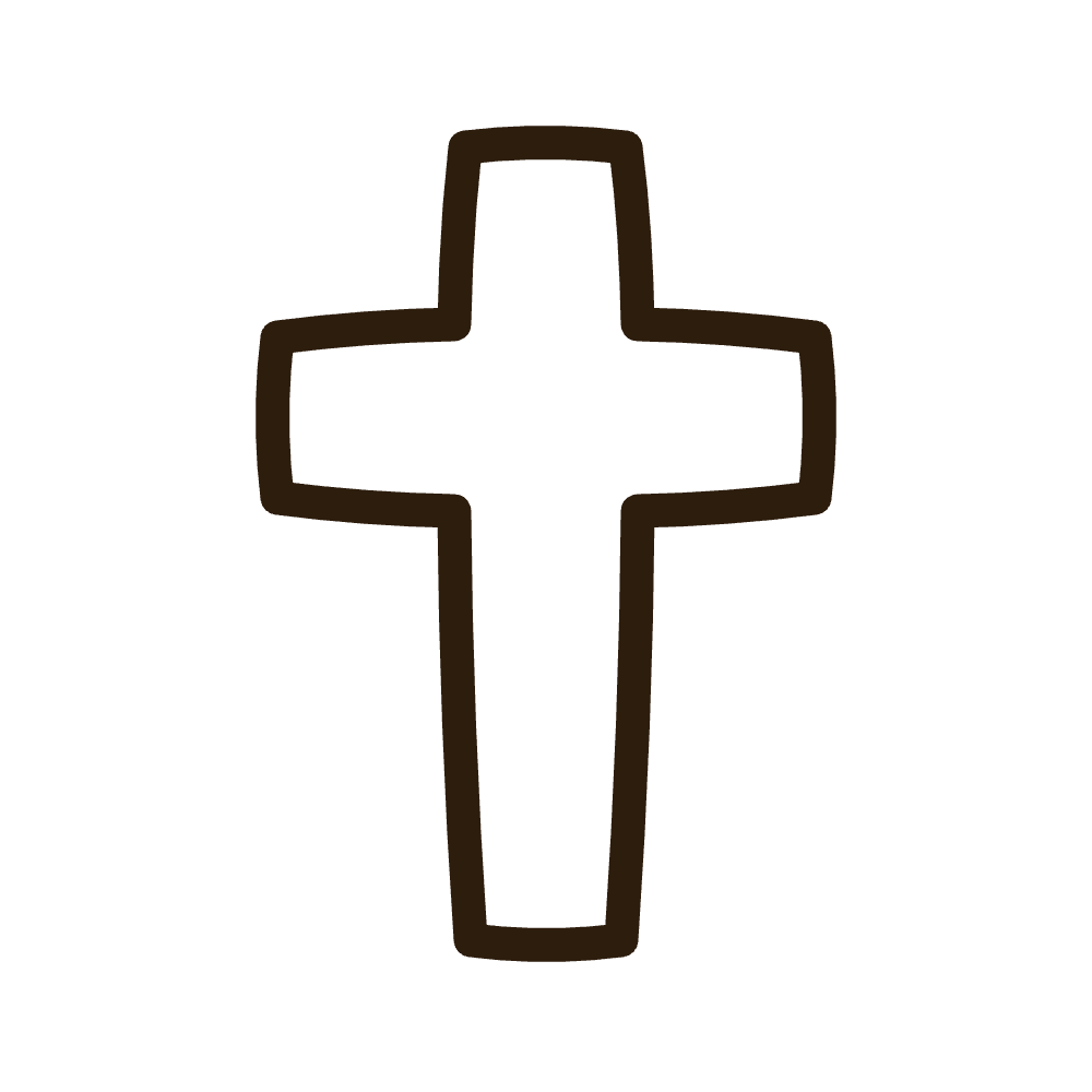 Outline of a cross with a darker background.