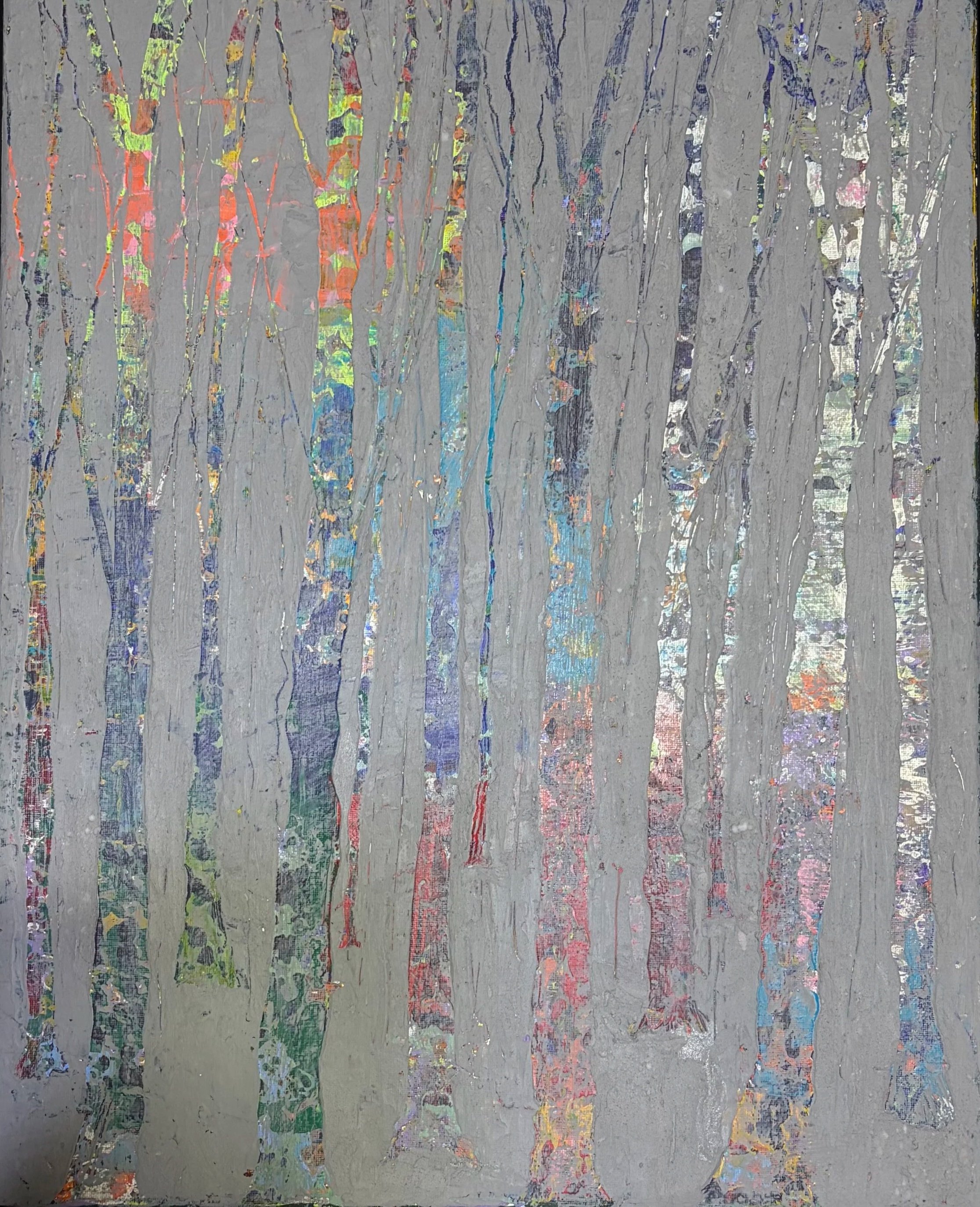 Acrylic and cold wax on textured canvas   16" x 20"