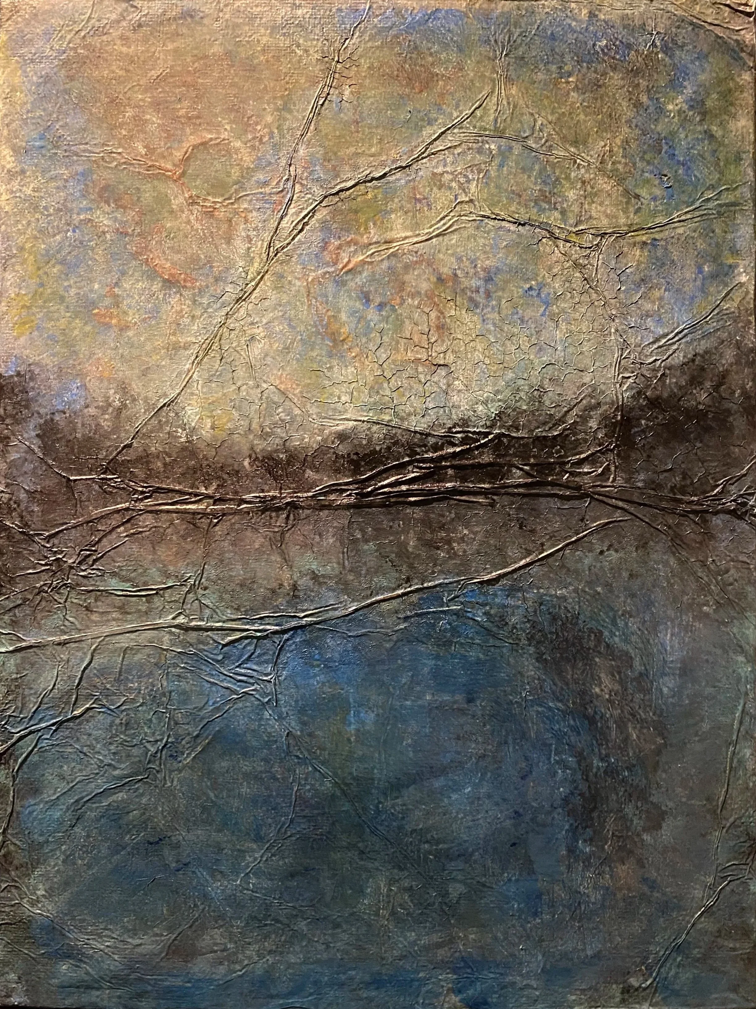 Acrylic on tin foil over canvas panel   9" x 12"