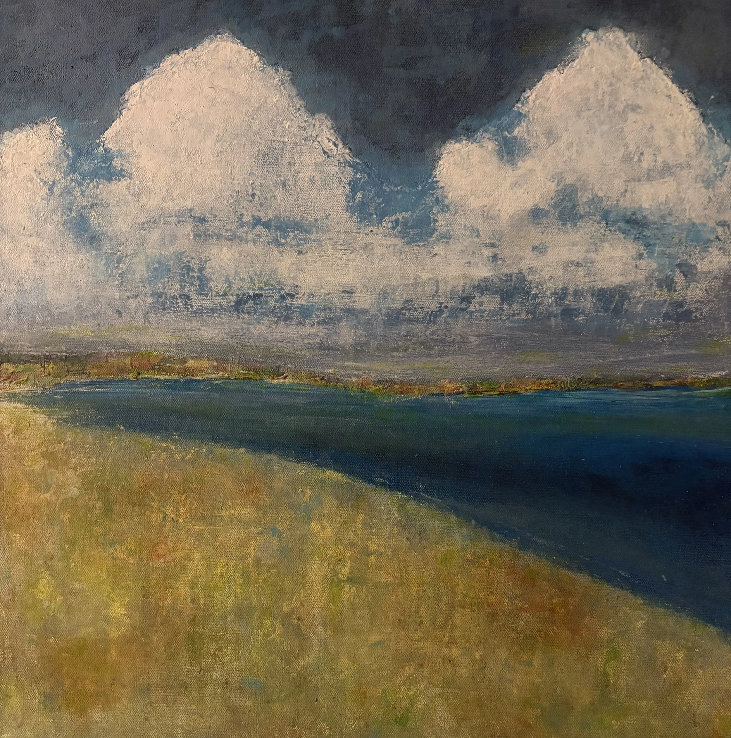 Acrylic and cold wax on canvas   20" x 20"