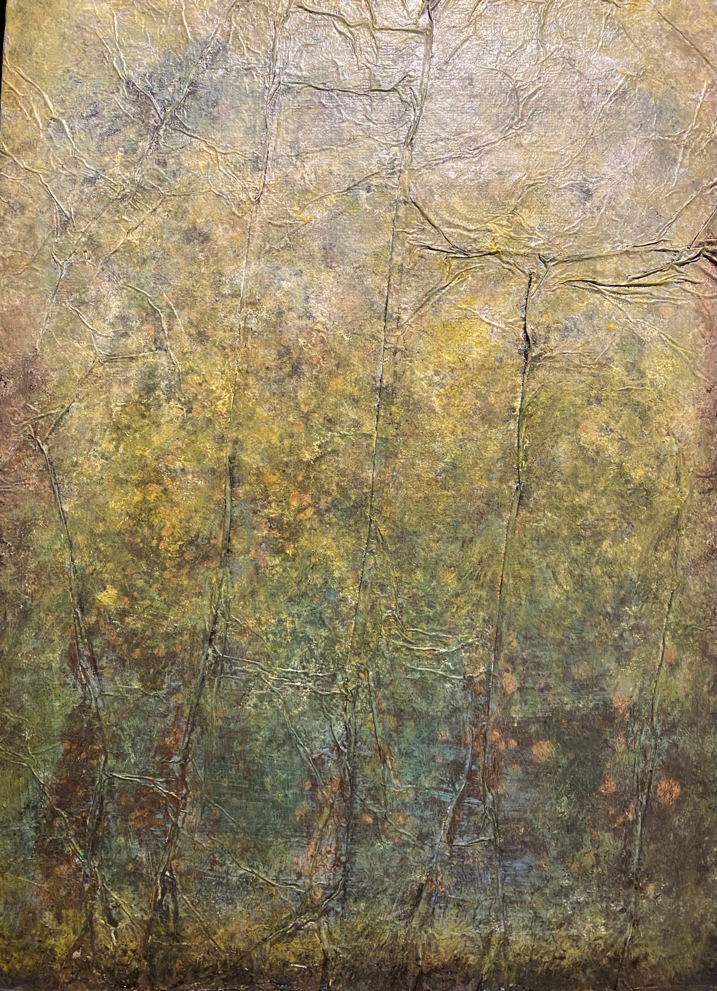 Acrylic on tin foil over canvas panel   9" x 12"