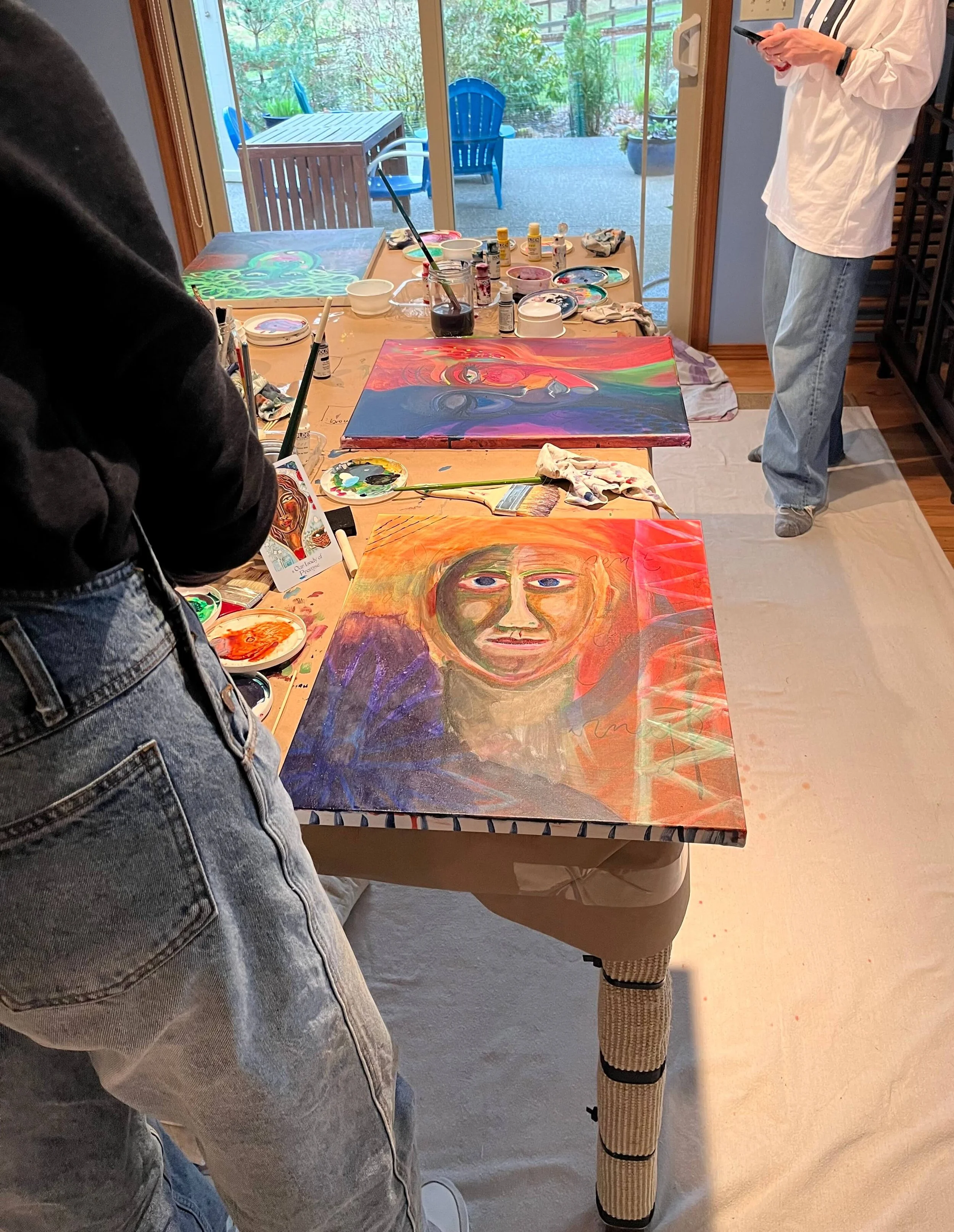 photo of two women in crone painting Touch of the Sacred Workshop