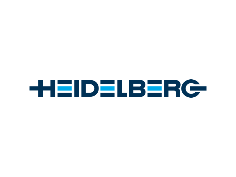 Heidelberg logo with stylized text in blue and white colors.