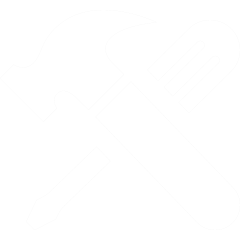 Crossed hammer and screwdriver icons on a black background