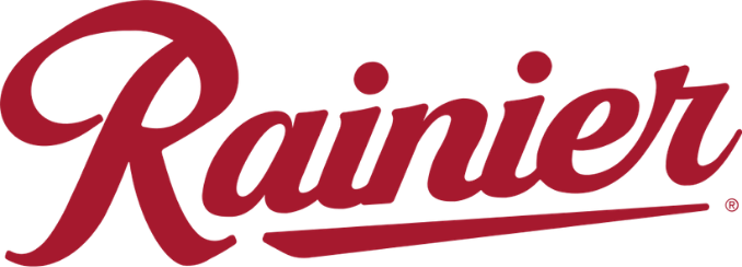 Logo with the word 'Rainier' in bold, cursive, red font and a line beneath.