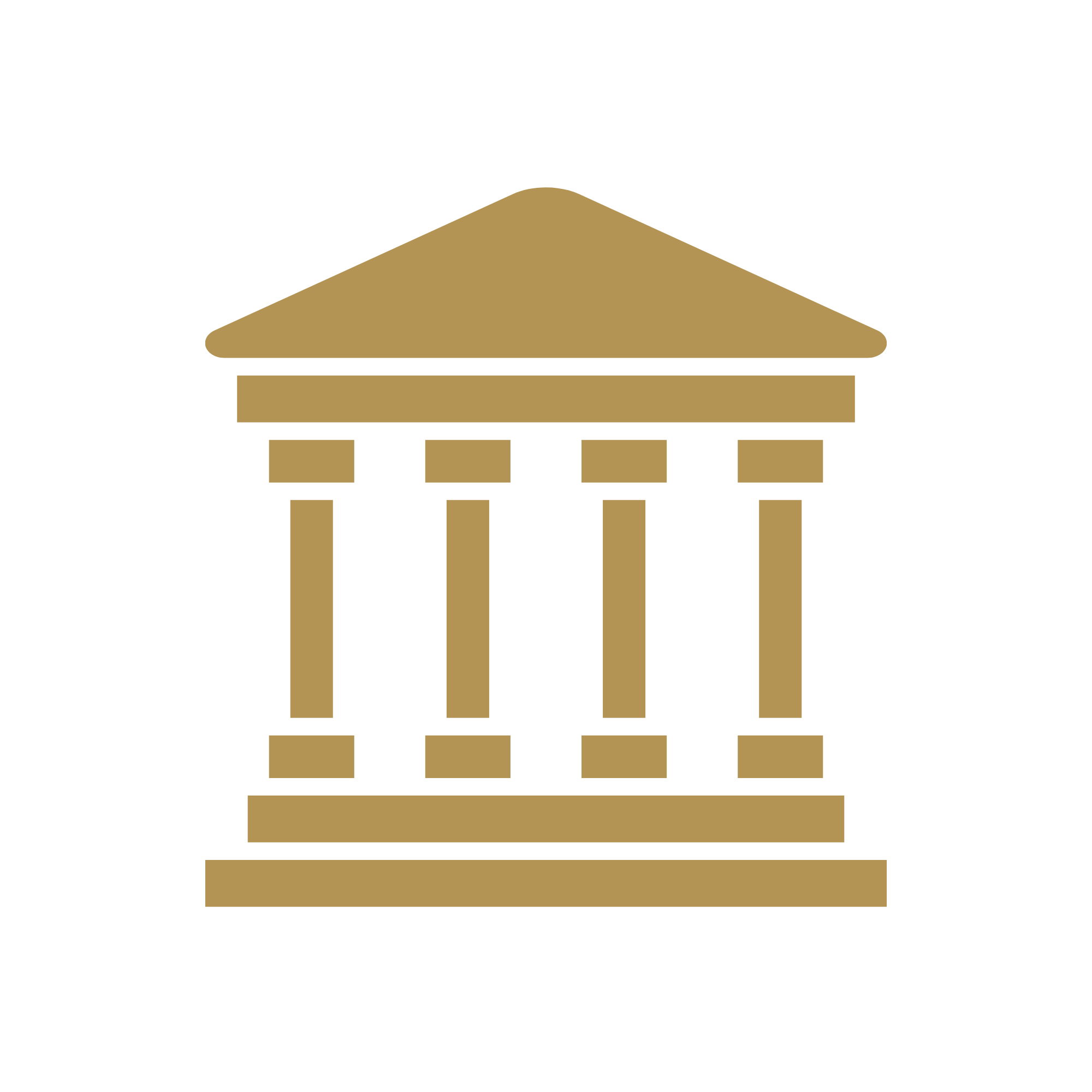 Illustration of a classical Greek temple with a triangular pediment, columns, and a base, depicted in gold on a black background.