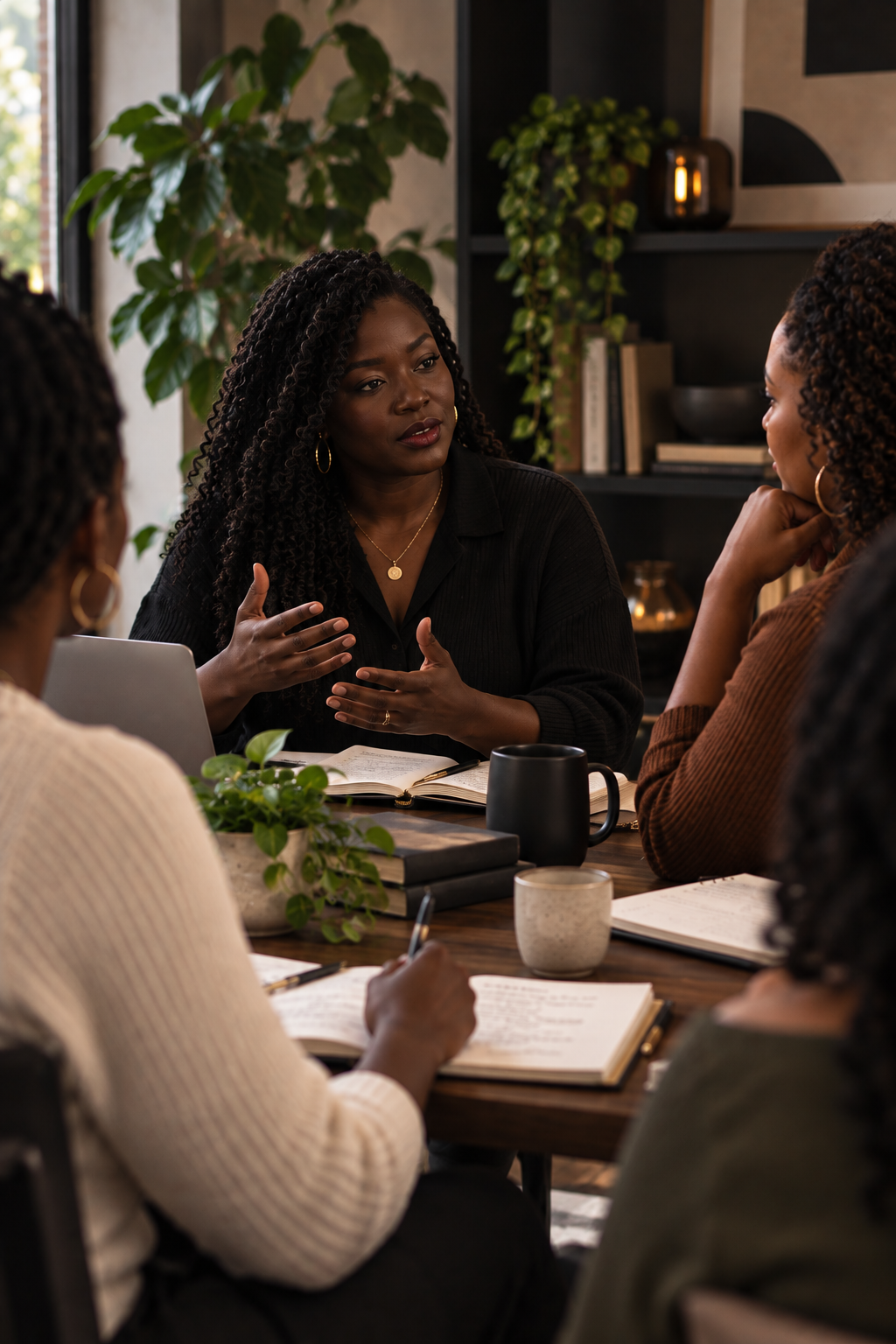 Black women participating in a facilitated professional learning discussion.