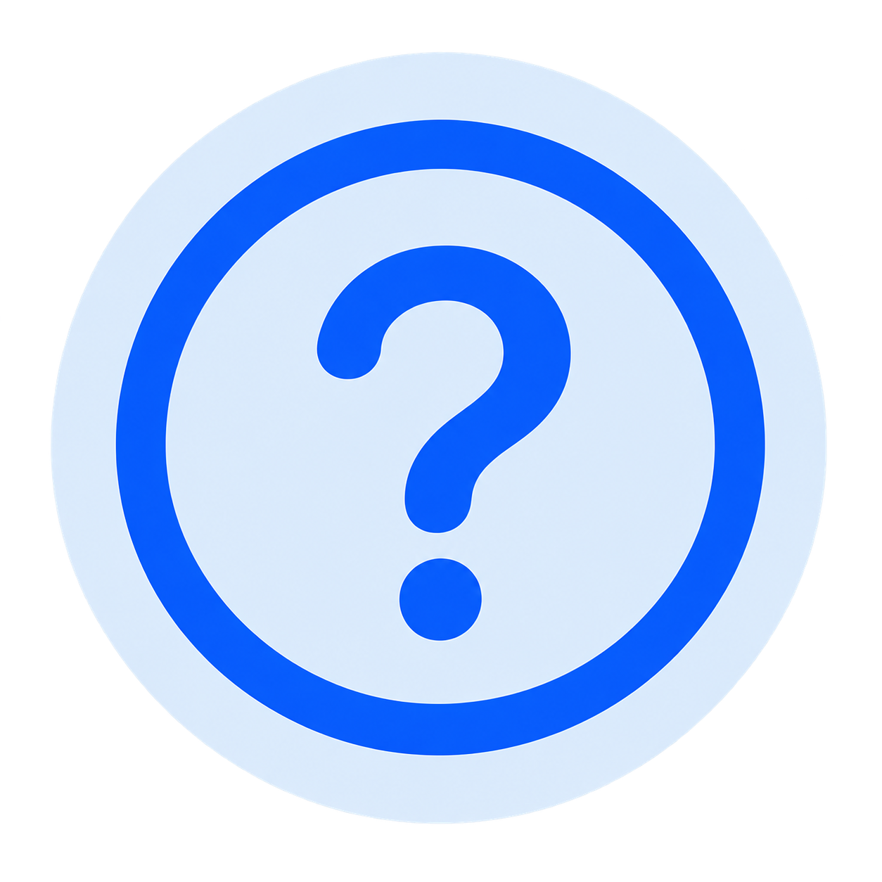 Blue question mark inside a blue circle on a white background.