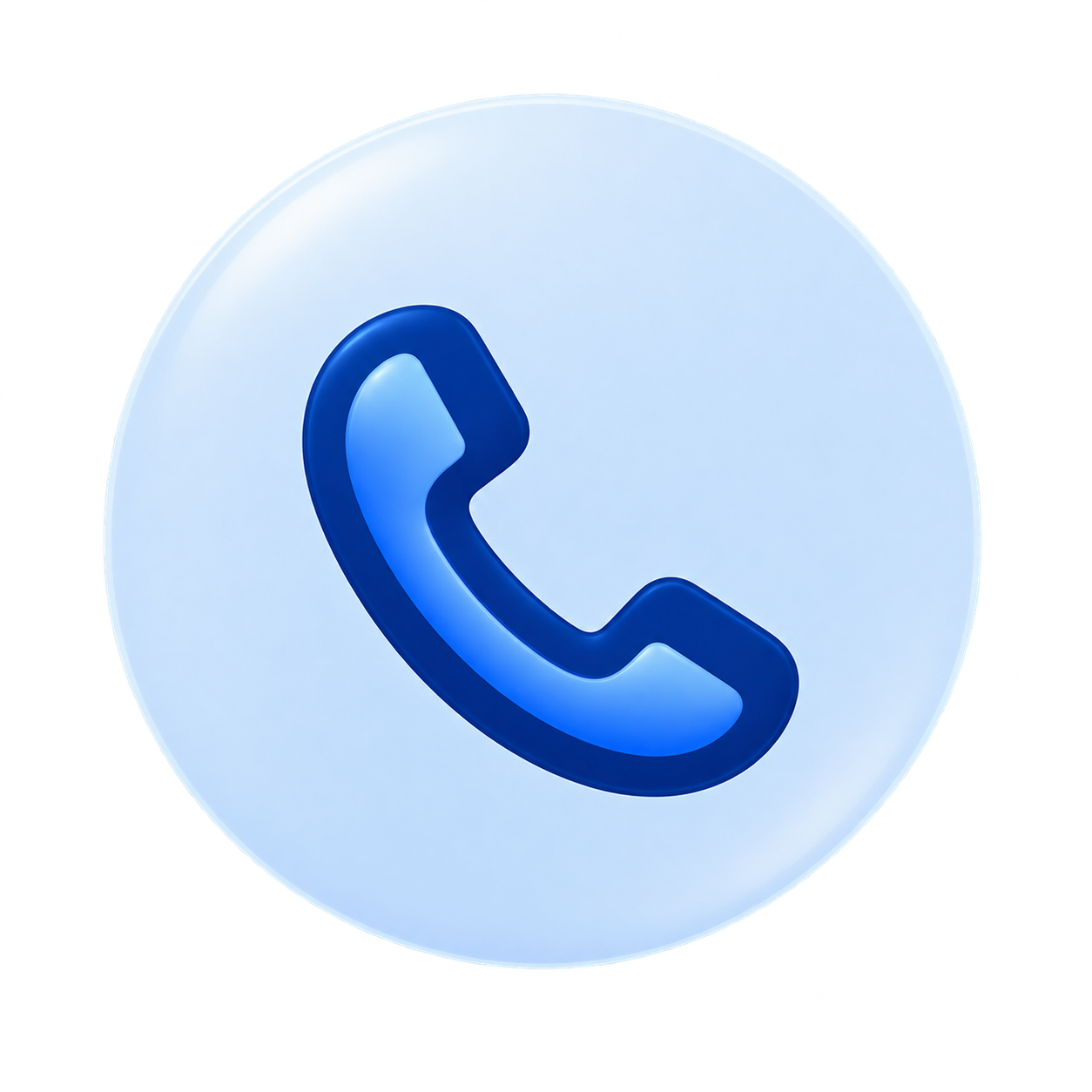 A blue and white icon of a telephone handset inside a circular background, typically used to represent a phone or call function.