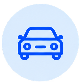 Blue car icon inside a circular background