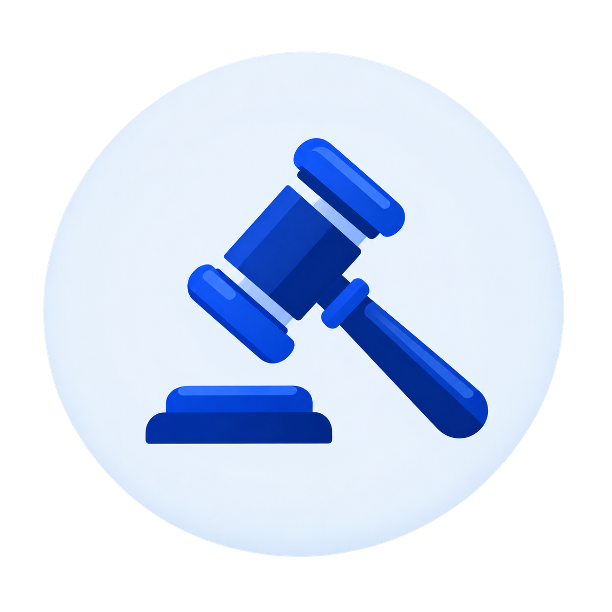 Icon of a judge's gavel resting on a stand.
