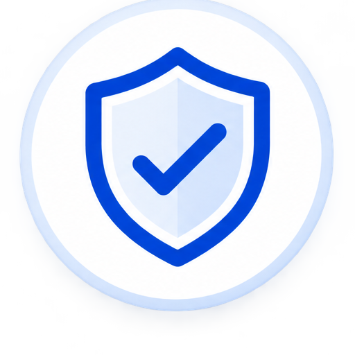 Blue shield icon with a check mark inside, symbolizing security or protection.