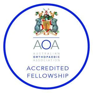 Logo of the Australian Orthopaedic Association with the text 'Accredited Fellowship'.