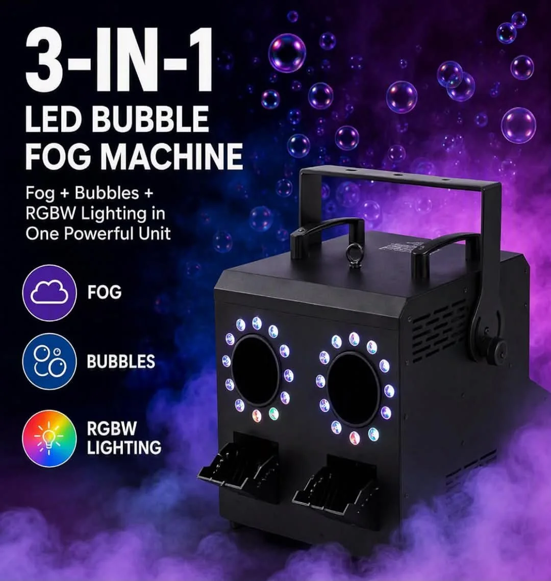 3 in 1 LED Bubble Fog Machine